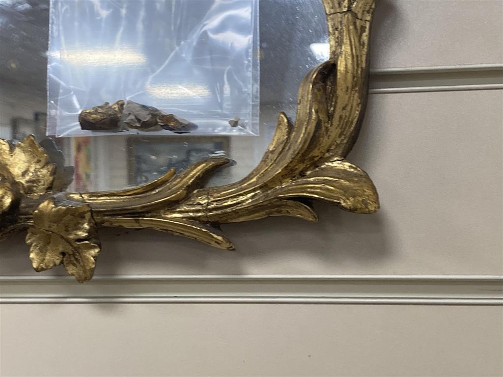 A 19th century rectangular and giltwood and gesso wall mirror, width 86cm, height 80cm